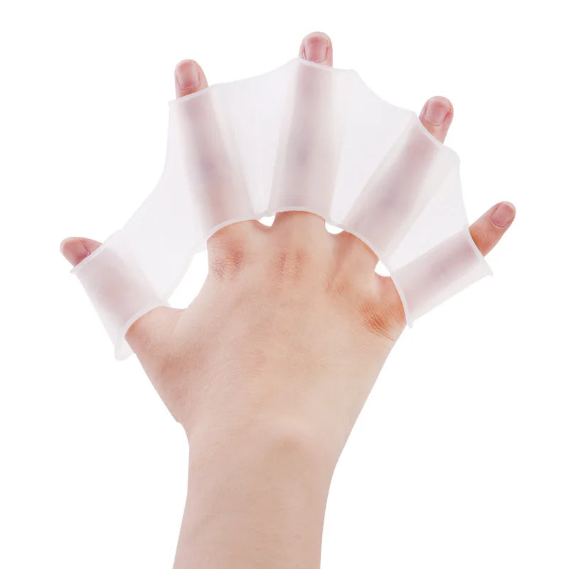 Silikon Schwimmflossen & Handschuhe | Schwimmtrainings-Ausrüstung für Herren, Damen & Kinder | Pool Sport Profi Finger-Paddel Kaufschwan® Weiß L