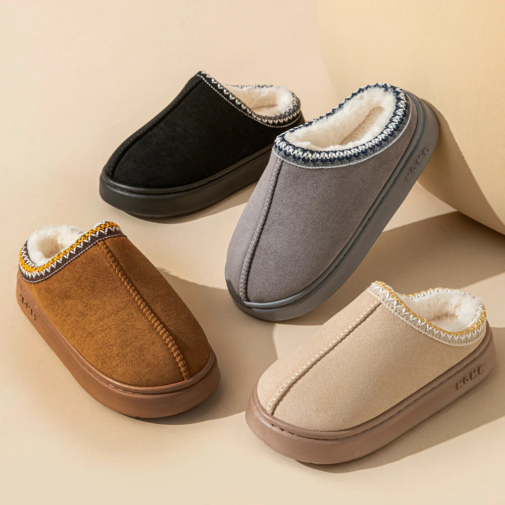 Modische Flauschige Plattform-Pantoffeln für Damen | Winter Plüsch & Warme Baumwollschuhe | Bequeme Rutschfeste Unisex Hausschuhe Kaufschwan®