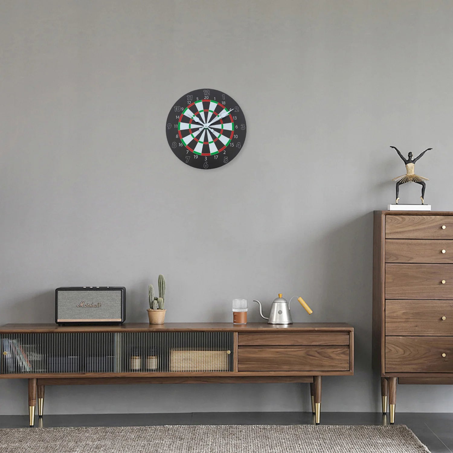 Dartboard Holz Wanduhr – Leise Quarz Deko Uhr Kaufschwan®