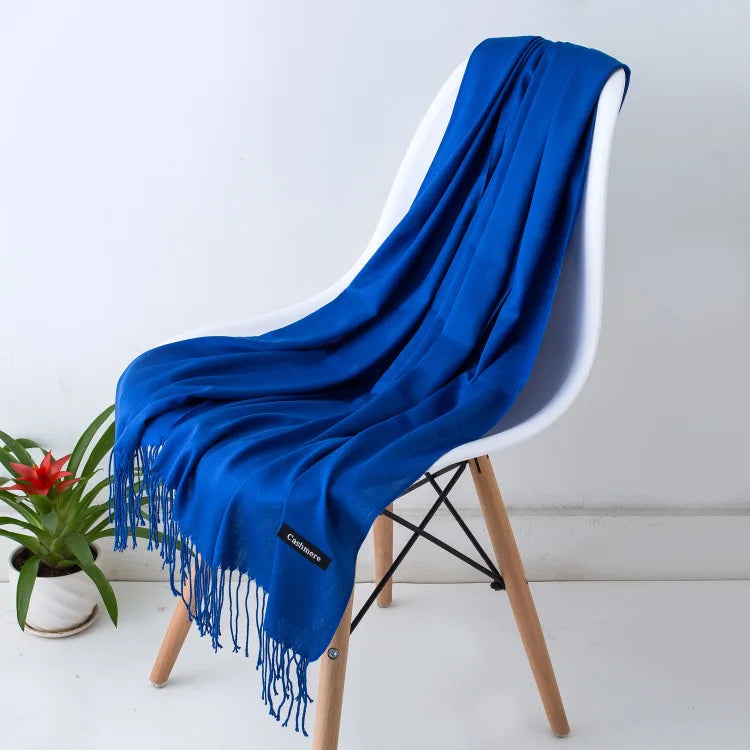 Damen Pashmina Schal | Weich wie Kaschmir | Warmer Winter Schal, Reise- & Büro-Accessoire Kaufschwan® Dunkles Blau 70x200CM