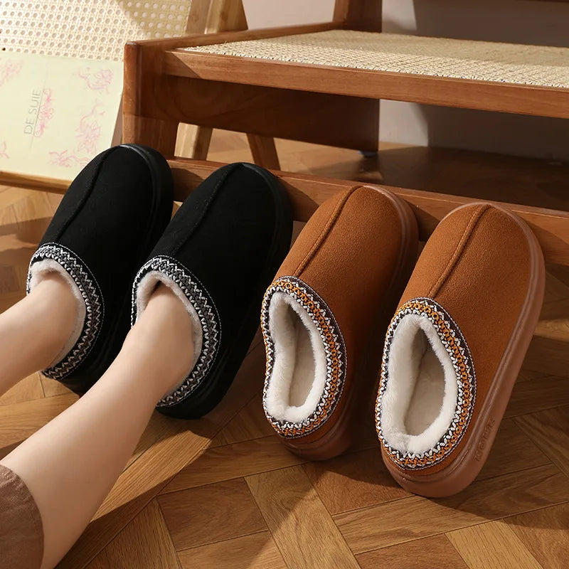 Modische Flauschige Plattform-Pantoffeln für Damen | Winter Plüsch & Warme Baumwollschuhe | Bequeme Rutschfeste Unisex Hausschuhe Kaufschwan®