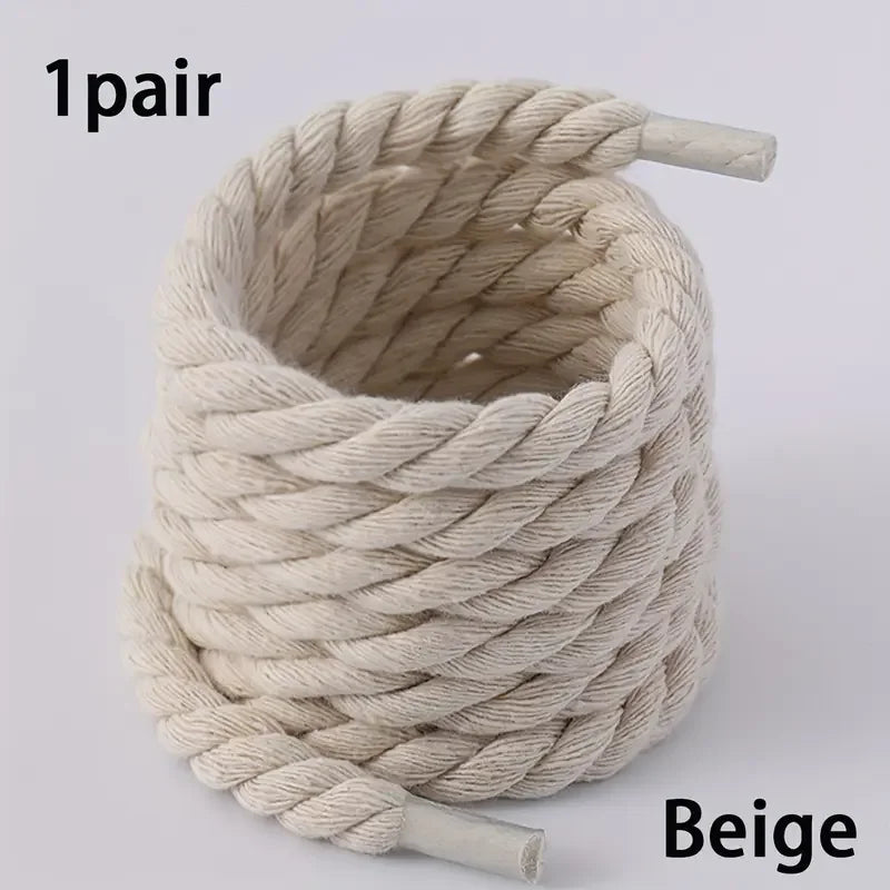 Handgefertigte Geflochtene Schnürsenkel – Robuste Dicke Canvas Laces | Modische Accessoires für Sneaker, Freizeit- & Leichte Schuhe Kaufschwan® Beige