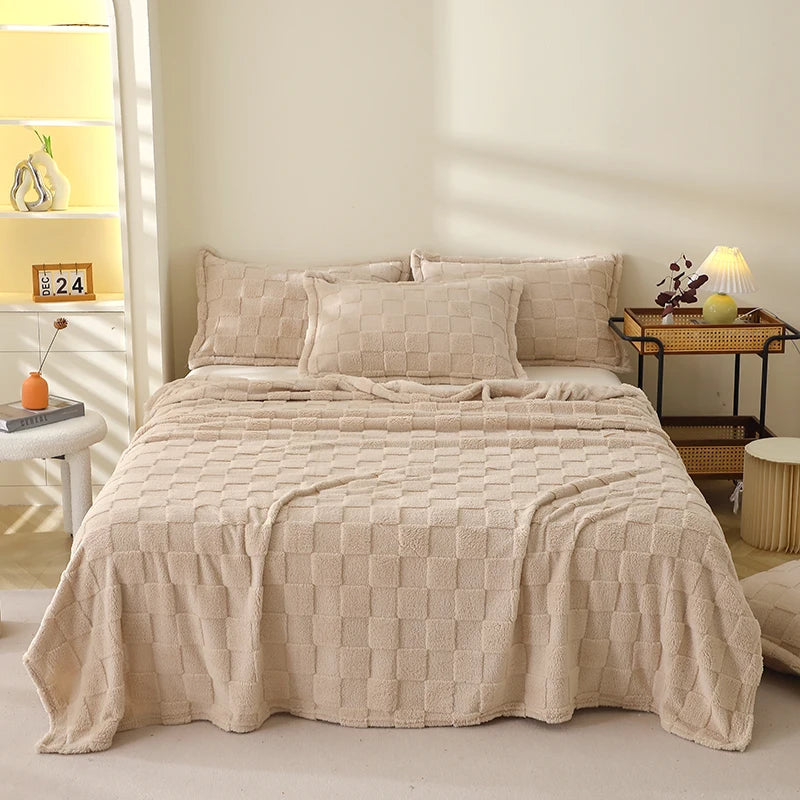 Karierte Weiche Taffeta Fleece Decke – Flauschiger Einfarbiger Bettbezug & Überwurf für Sofa, Bett, Erwachsene, Kinder & Haustiere Kaufschwan®