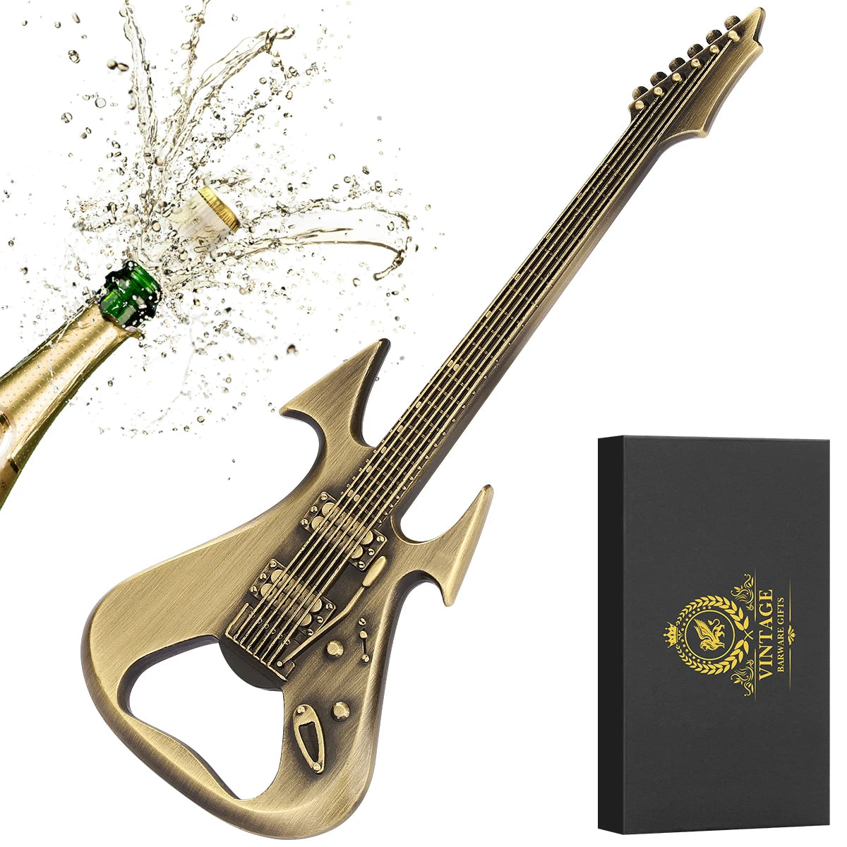 Gitarren Flaschenöffner aus Metall – Bronze/Grau Geschenk für Musikliebhaber Kaufschwan® Bronze mit Box