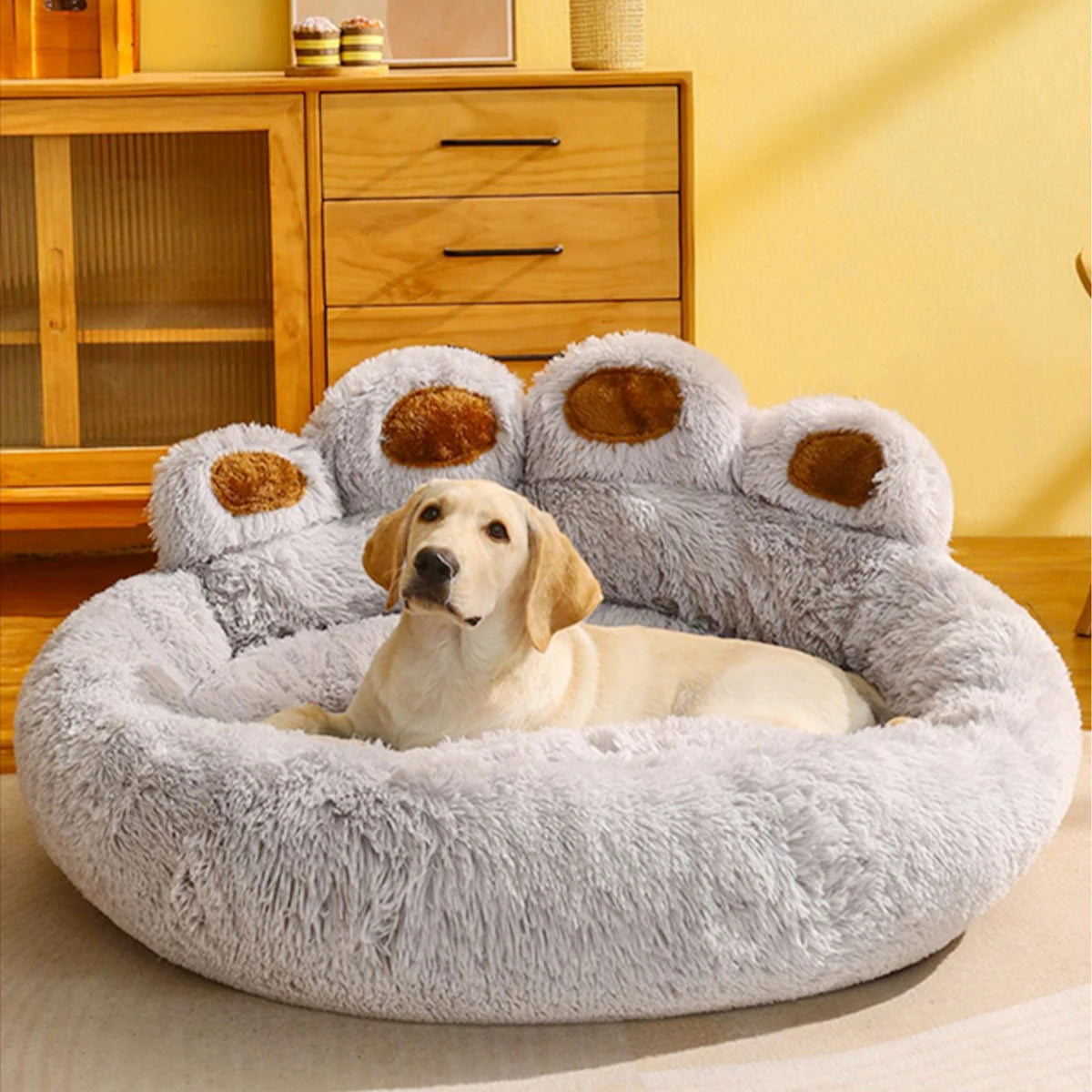 Flauschiges Hundebett – Warmes Weiches Haustier Sofa für Hunde & Katzen Kaufschwan® Hellgrau S 50cm