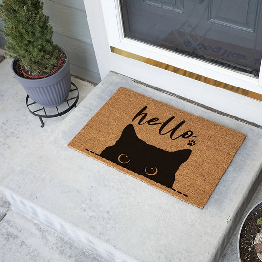 Schwarze Katze Rutschfeste Türmatte – Langlebig, Wasserdicht, Weich & Niedlich Dekorative Fußmatte für Eingänge oder Badezimmer Kaufschwan® 120x160cm