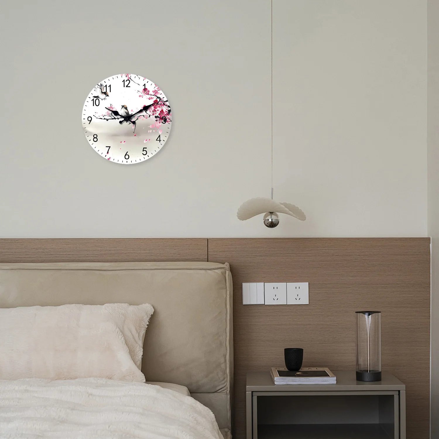 Kirschblüten Holz Wanduhr – Leise Quarz Kunst Deko Uhr Kaufschwan®