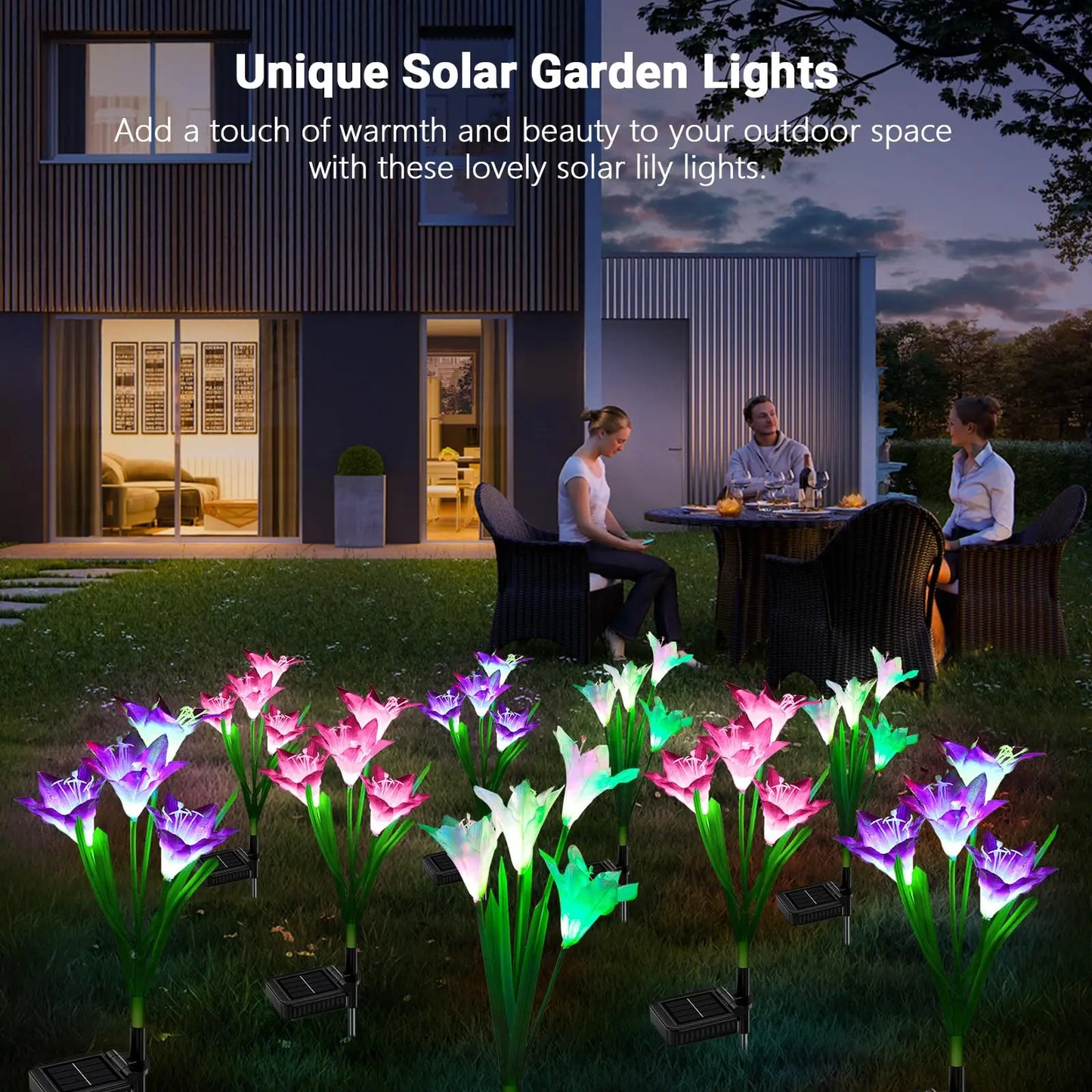 Solar Außen LED Blumenlichter – Lilienblumen Lampe mit 7 Farbwechsel-LEDs, Wasserdichte Garten- und Hofdekoration Kaufschwan®