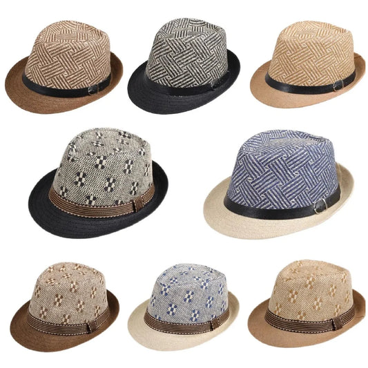 Retro Sonnenhut – Britischer Top Hat Stil, Geometrischer Strohhut mit Gürtel, Unisex Strand & Partner Fedoras Kaufschwan®
