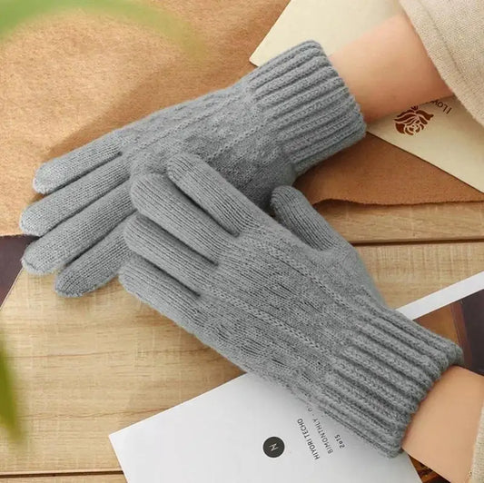 Unisex Winterhandschuhe – Warme Strickhandschuhe mit Fleece-Futter | Touchscreen Vollfinger Handschuhe für Damen & Herren, Fahrrad & Autofahren Kaufschwan®