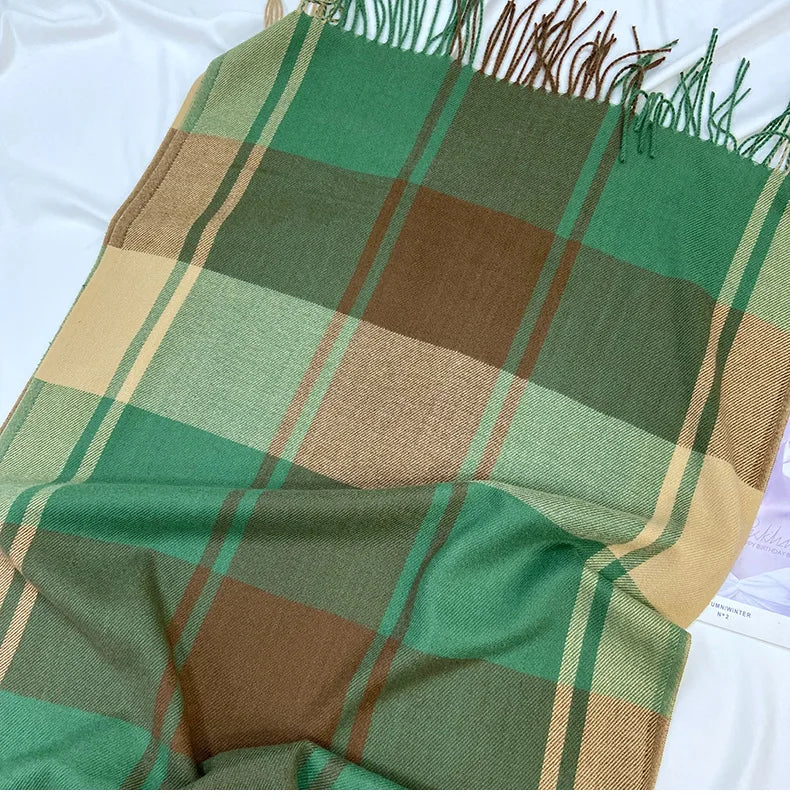 Gemütlicher Karo Schal | Weiches Kaschmir-Imitat | Warmes Umschlagtuch mit Fransen für Herbst & Winter Kaufschwan®