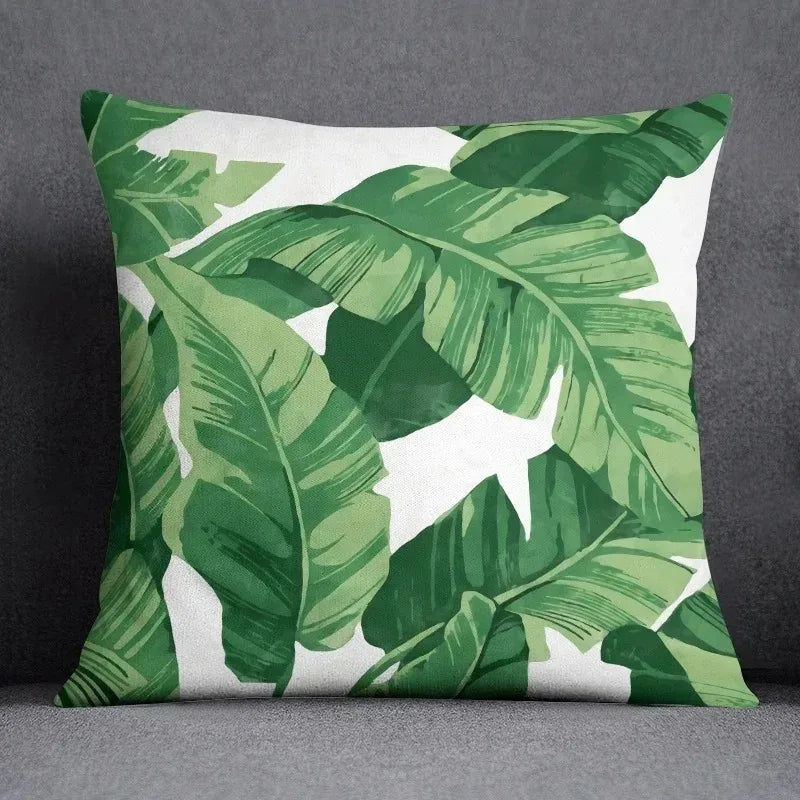Dekokissenbezug mit Grünem Blattmuster | Sofakissen & Bettkissenhülle | Natur-inspirierte Wohn- & Schlafzimmerdeko Kaufschwan® Design 8 50x50cm