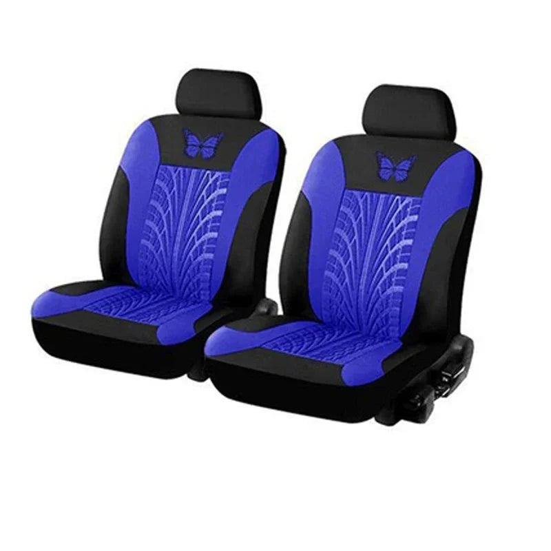 Universelles Autositzbezüge-Set – Vollständiges Set mit eleganter Schmetterlingsstickerei für Auto, SUV, Van & LKW Kaufschwan® Blau (2 Sitze)