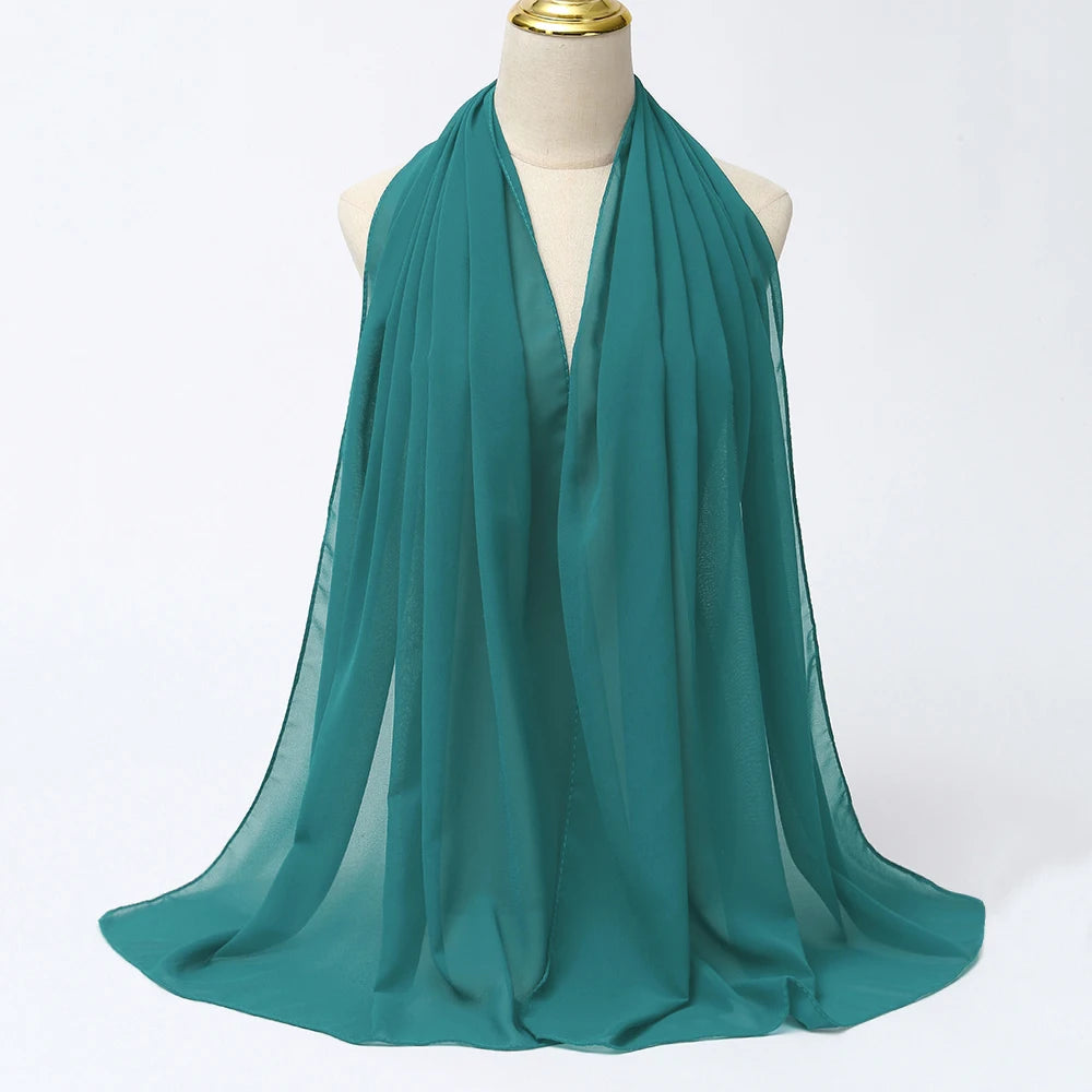 Muslimischer Chiffon Hijab Schal – Damen Langer Einfarbiger Kopf Schal | Eleganter Jersey Schleier & Modisches Umschlagtuch