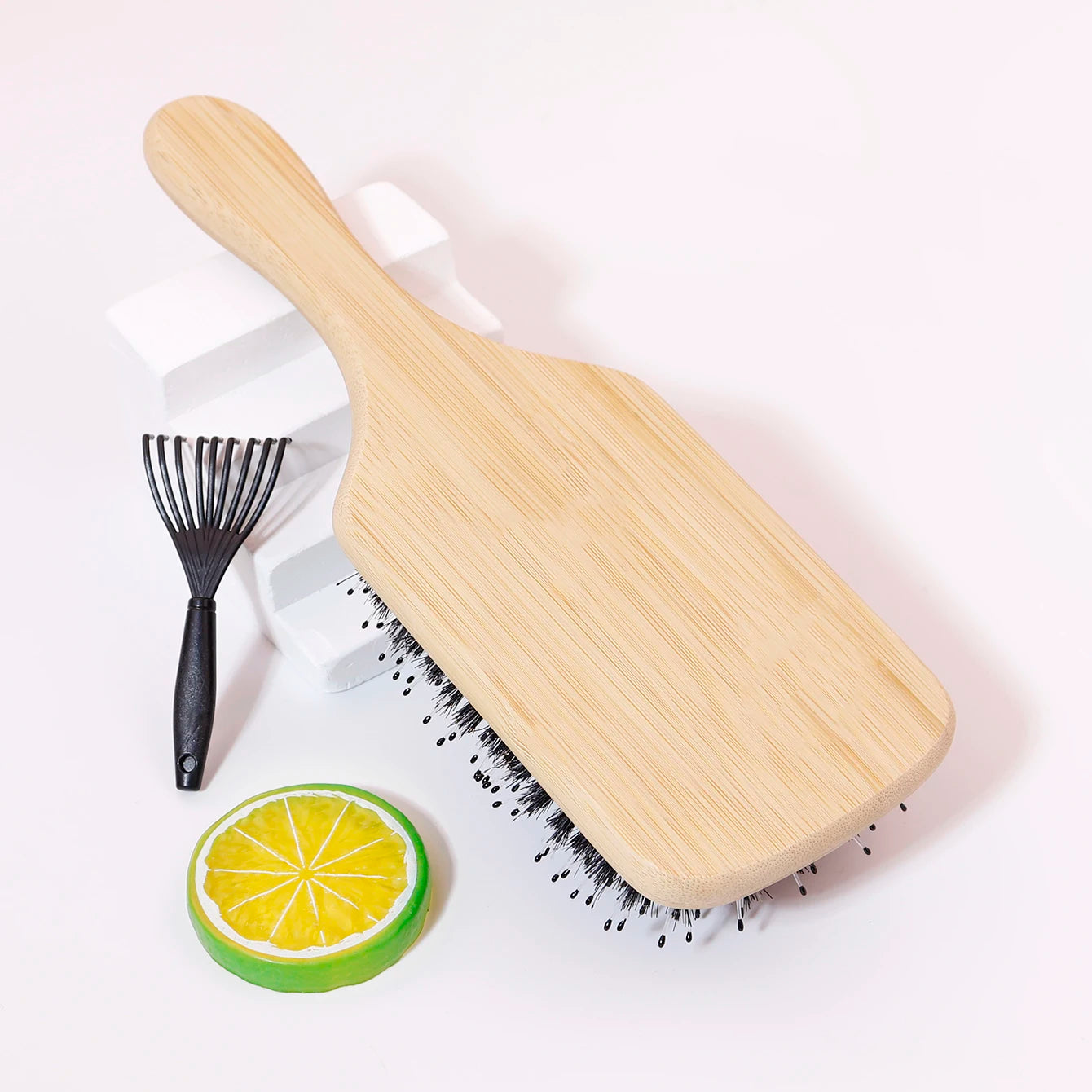 2 Stück Haarbürste mit Borsten & Rake-Kamm – Luftkissen Massagebürste für Glänzendes, Glattes Haar | Perückenfreundliches Styling-Set