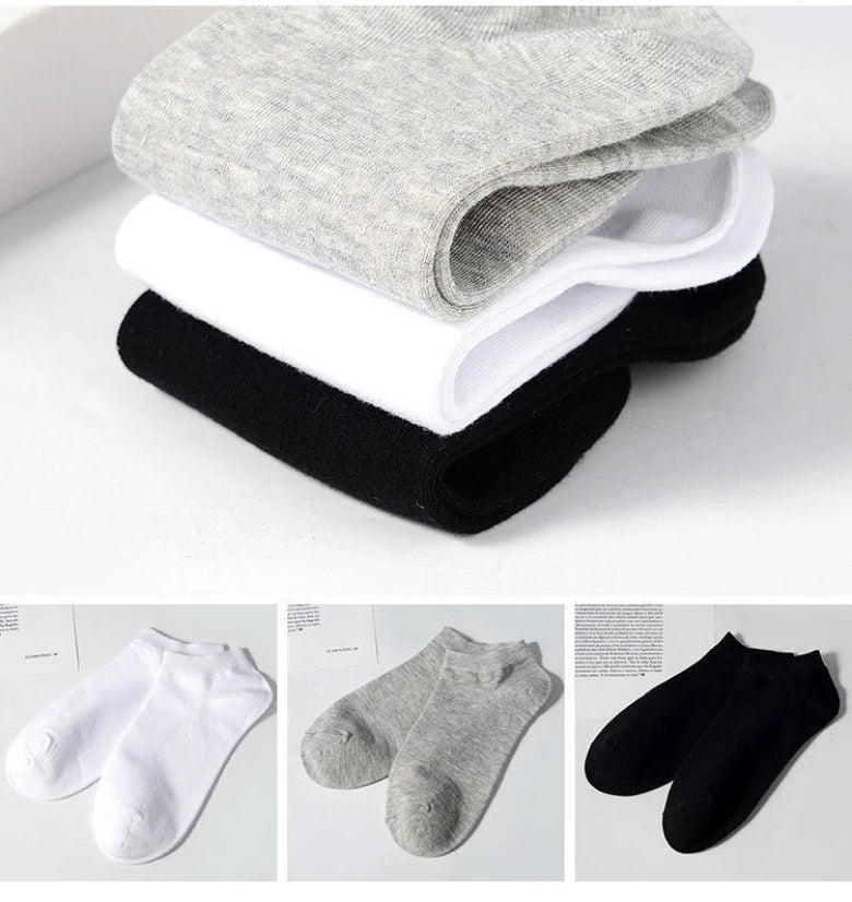 5 Paare Herren Schwarze Bootssocken | Einfarbig Atmungsaktiv Bequem Hochwertige Knöchelsocken Kaufschwan®