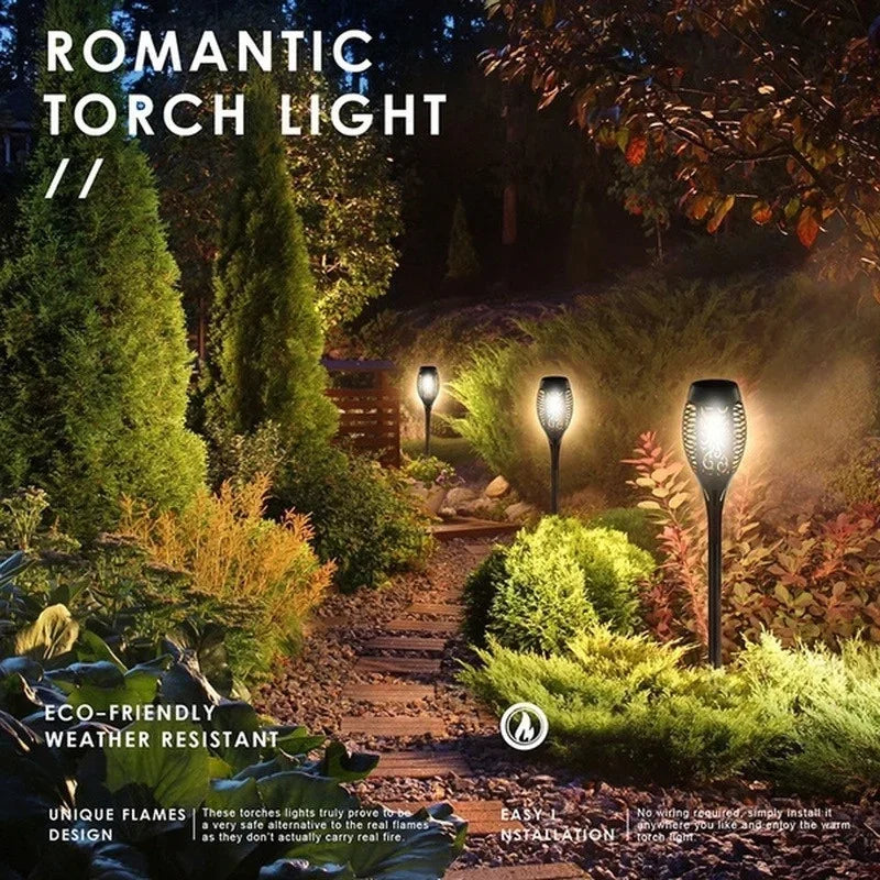 1/2/4/6/8/10 Stück Solar Flammen Fackellichter – Flackernde wasserdichte Gartenbeleuchtung für Rasen, Wege, Hof & Terrasse Kaufschwan®