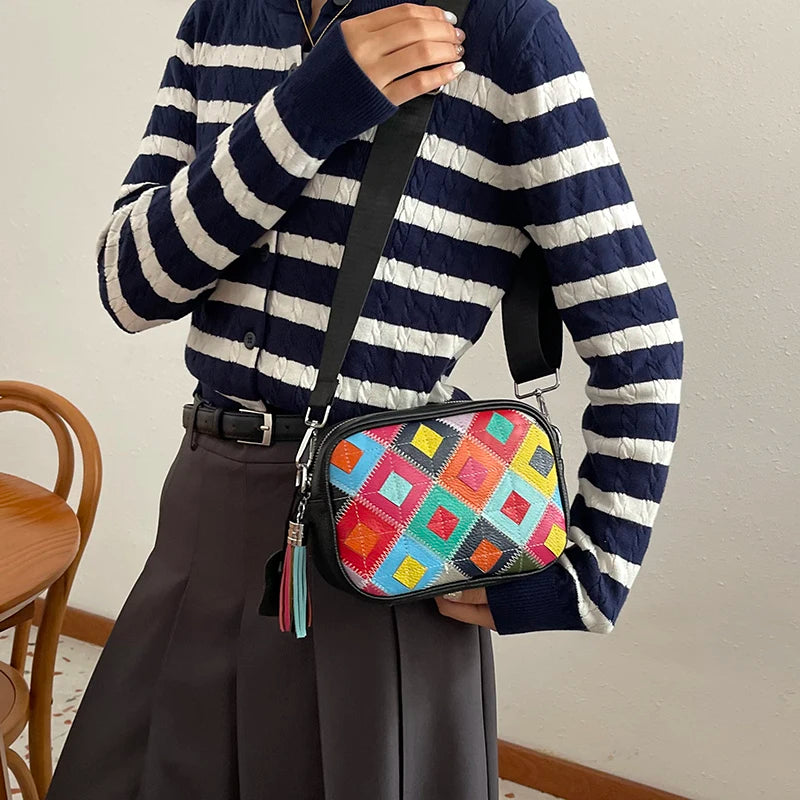 Kleine Bunte Ledertasche – Luxus Damen Handtasche, Crossbody & Schultertasche in Hochwertiger Verarbeitung Kaufschwan®