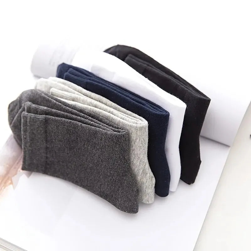 5 Paare Herren Baumwoll-Atmungsaktive Schweißabsorbierende Kurzsocken | Einfarbige Wadenlange Sport- & Business-Socken Kaufschwan®