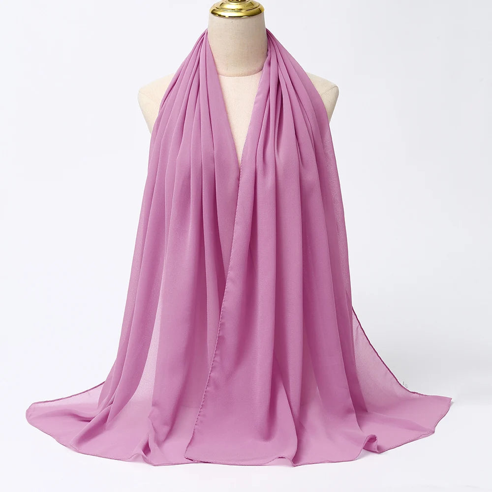 Muslimischer Chiffon Hijab Schal – Damen Langer Einfarbiger Kopf Schal | Eleganter Jersey Schleier & Modisches Umschlagtuch