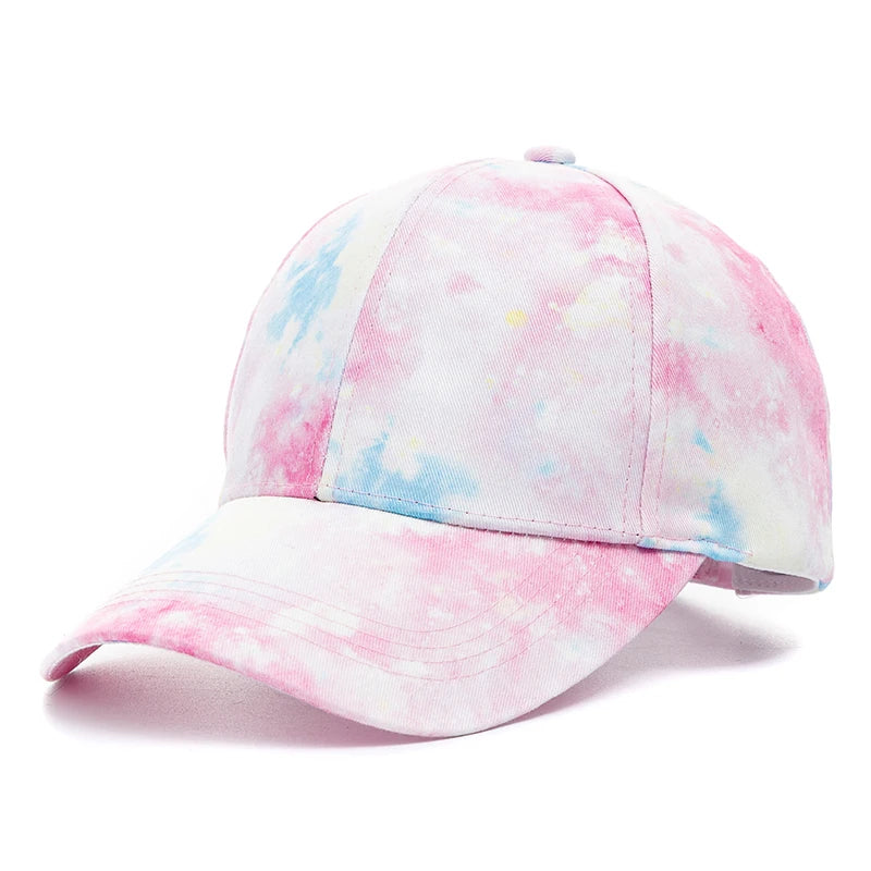 Neue Outdoor Freizeit Tie-Dye Kappe | Damen Regenbogen Bunte Baseballkappe | Streetwear Sommerhut Kaufschwan® Beige Rosa 56cm-60cm