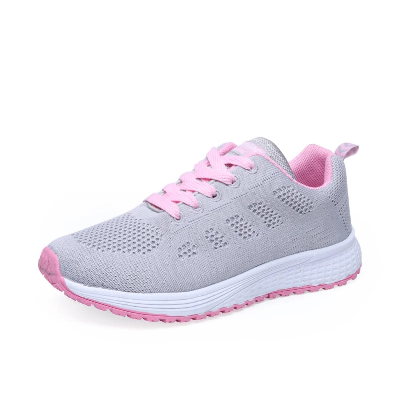 Damen Vulcanized Sneaker – Modische Flache Schuhe mit Plateau-Optik | Bequeme Alltagsschuhe in Übergrößen Kaufschwan® GrauRosa 37