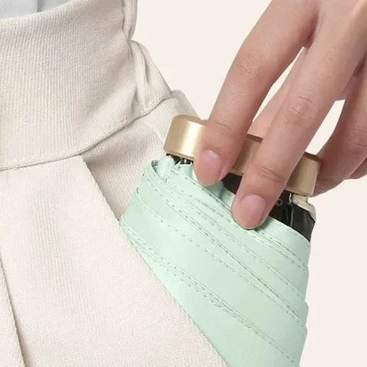 Mini Regenschirm im Taschenformat – Faltbarer Vinyl UV-Schutz Schirm für Sonne & Regen mit Kapsel-Etui Kaufschwan®