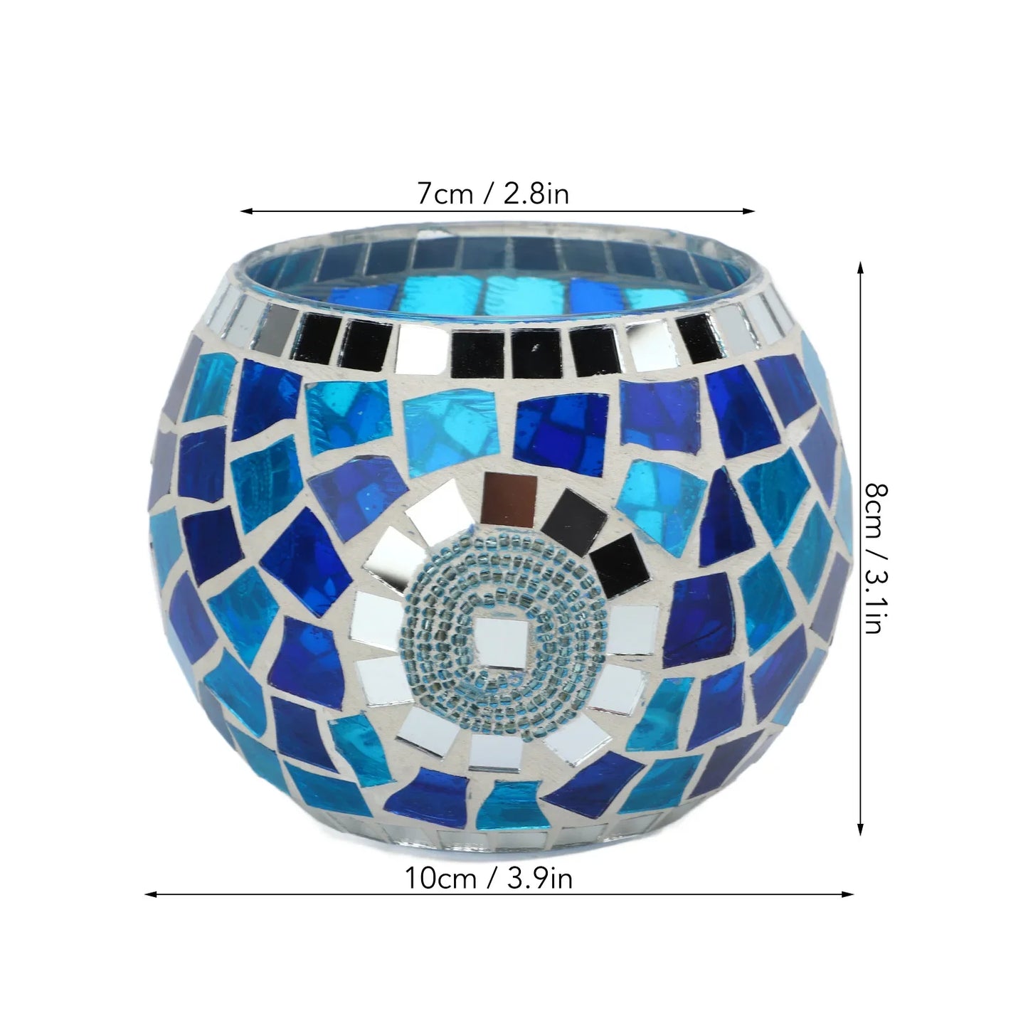 Teelicht Kerzenhalter – Europäischer Blau-Ozean Stil Mosaik Glas Kerzenständer für Zuhause & Party Dekoration Kaufschwan®