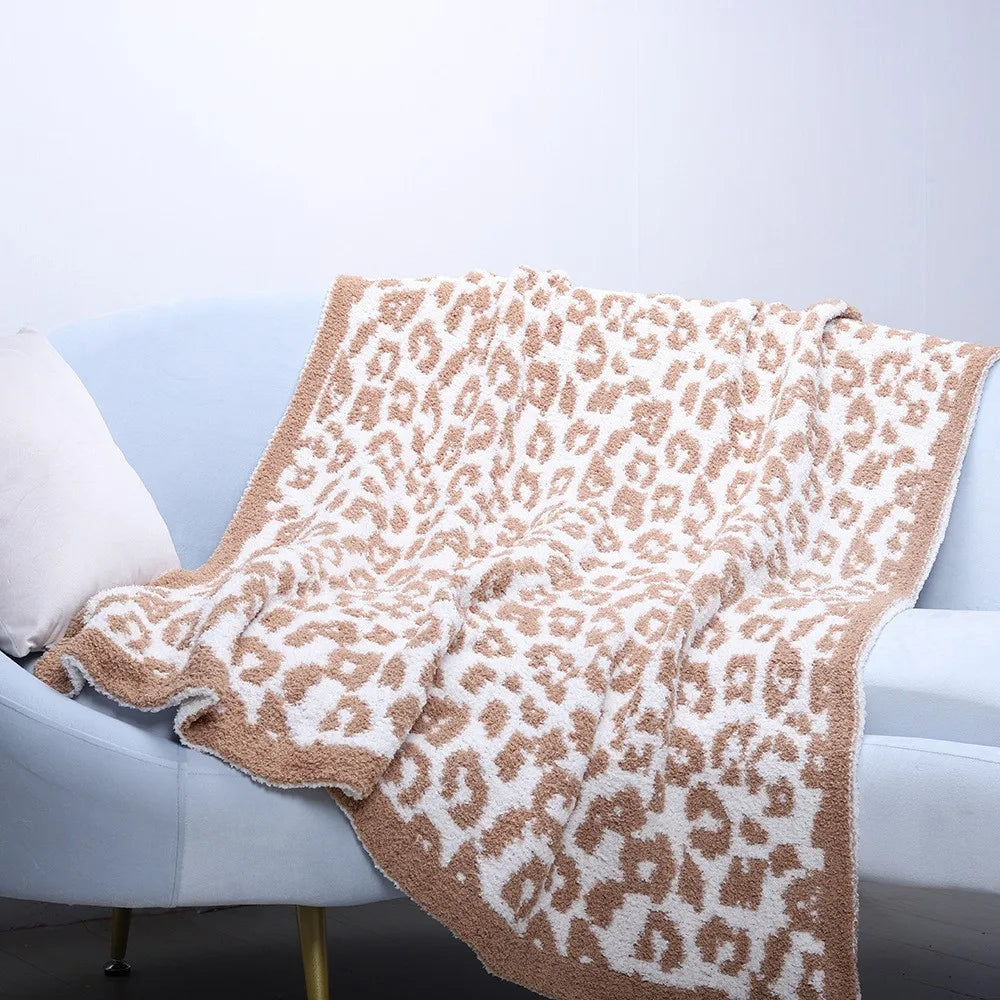 Superweiche Leopardendruck Gestrickte Fleece-Decke – Warme, leichte Sofa-Nickerchen-Decke Kaufschwan®