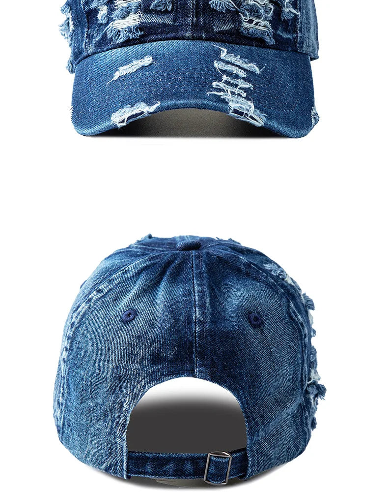 Baseballkappe aus Gewaschenem Denim | Vintage Snapback Kappe für Damen & Herren | Atmungsaktive Verstellbare Sonnenkappe für Frühling & Sommer Kaufschwan®