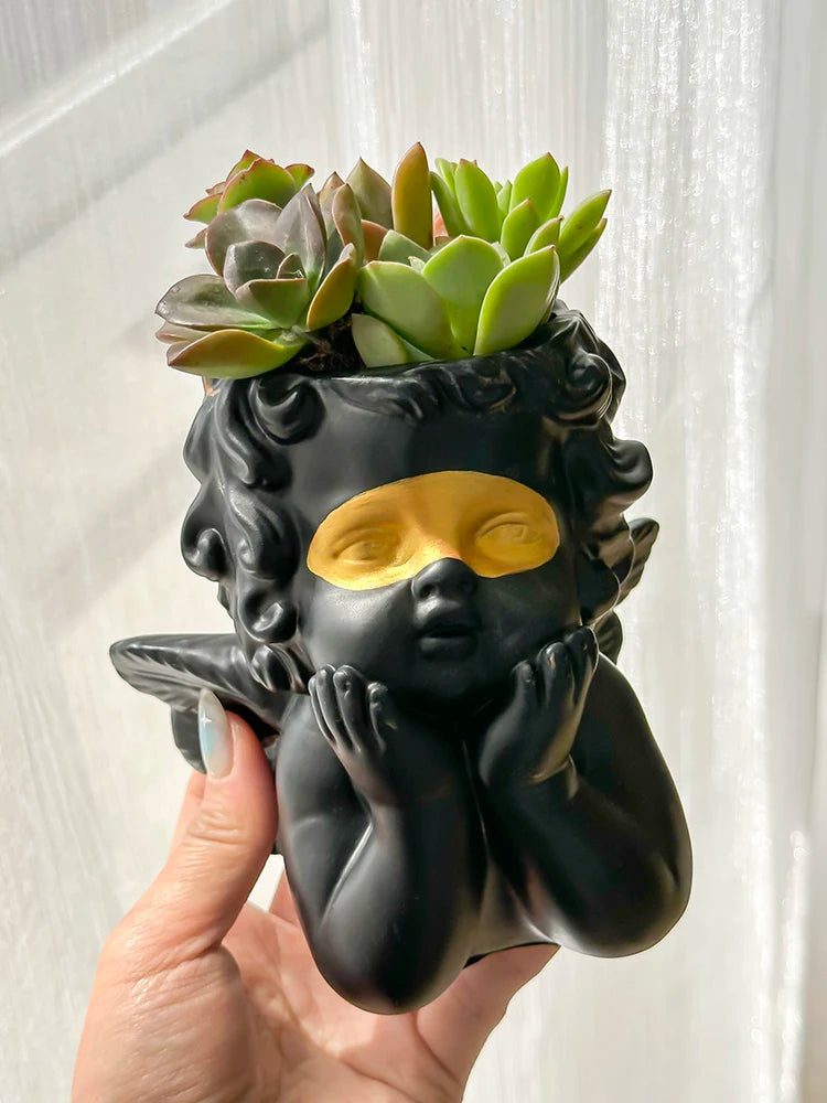 Niedlicher Maskierter Engel Blumentopf – Dekorativer Sukkulenten Pflanzhalter | Balkon & Garten Dekoration Kaufschwan®