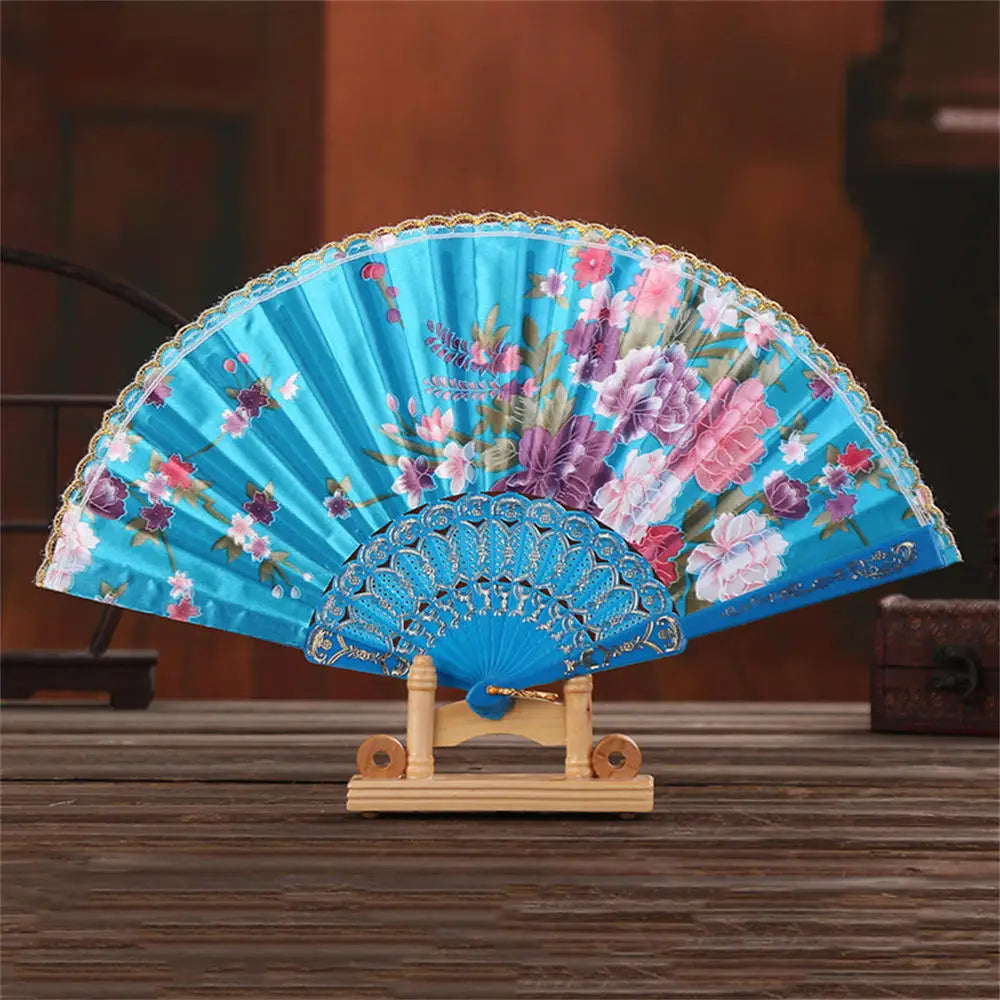 Retro Faltfächer | Kunststoff mit Goldpuder | Weißer Hochzeits- & Partyfächer im Chinesischen Stil Kaufschwan® Design 8
