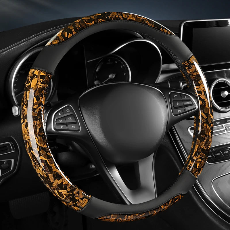 Leder-Lenkradbezug – Universeller 14,5–15 Zoll Bezug für Renault Kadjar, Mitsubishi ASX & Prado 150 Kaufschwan® Gold