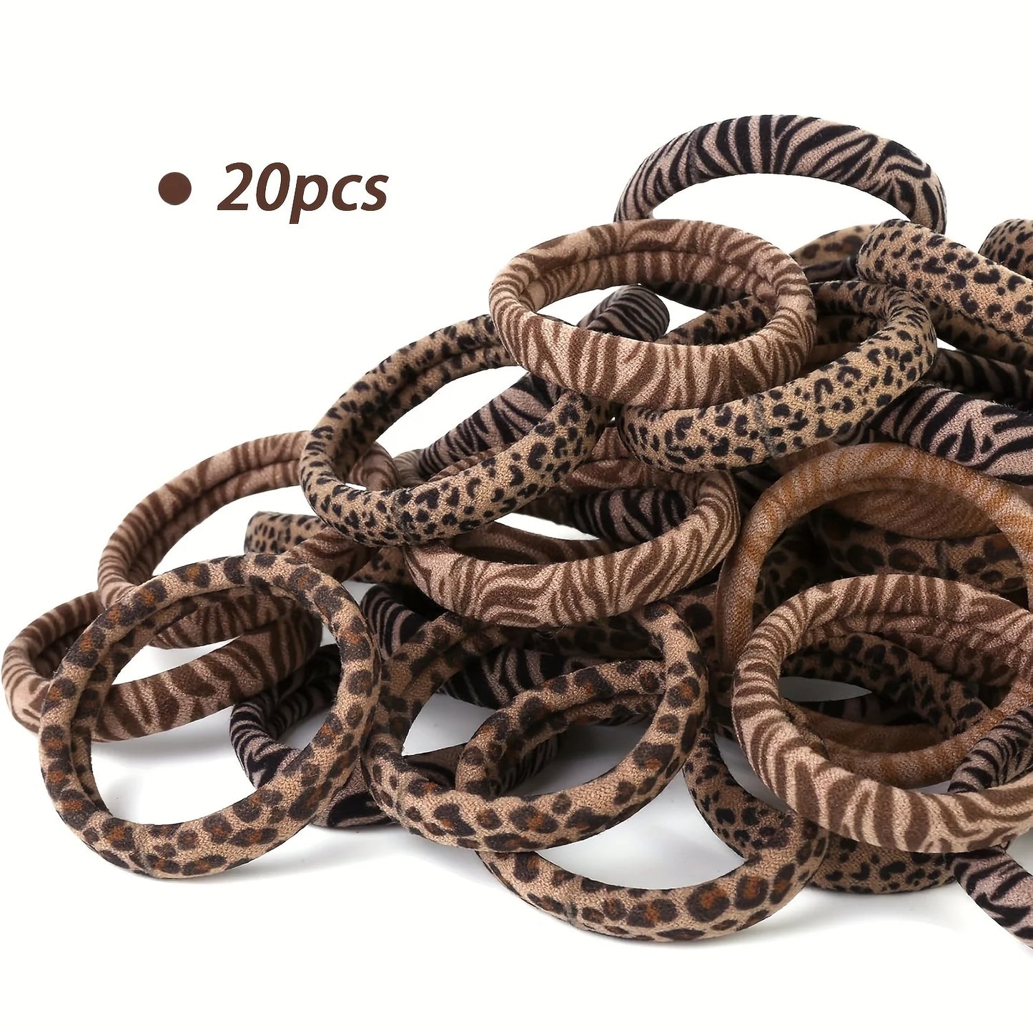 10/20/30/50 Stück Damen Mode Haargummis im Leopardenmuster | Weiche Elastische Pferdeschwanzhalter für Dickes Haar Kaufschwan® 20 Stück