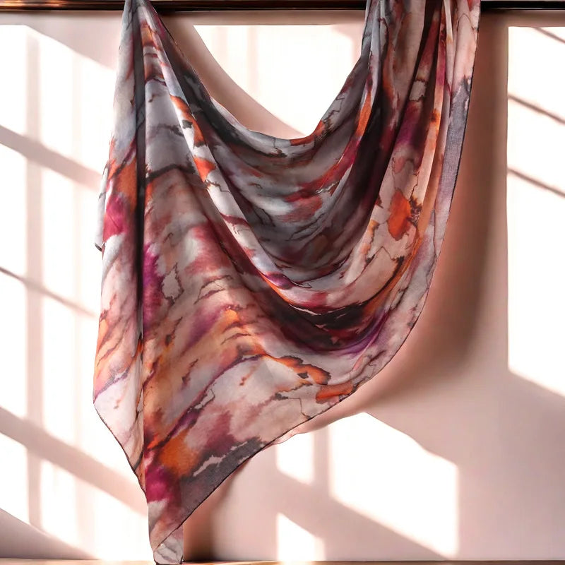Wasserfarben Blumen Modal Hijab – Leichter Atmungsaktiver Baumwolle Viskose Schal | Damen Muslimisches Kopftuch & Eleganter Schal Kaufschwan® Rot-Mix