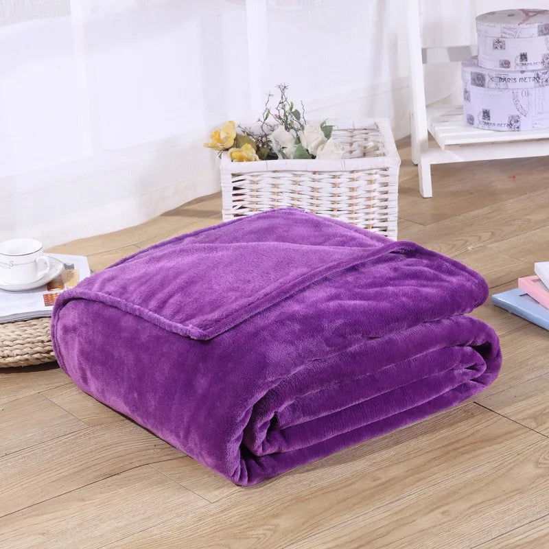 Korallfleece Flanell Decke – Weiche, warme und leichte Bettdecke, Sofabezug, Einfarbig Blau & Rosa Kariert Kunstpelz Kaufschwan®