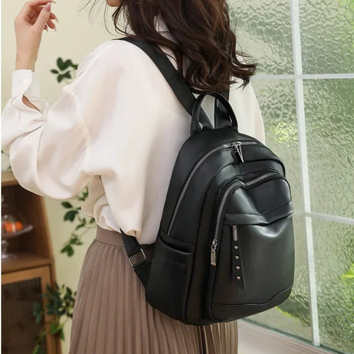 Damen Rucksack aus Weichem Leder | Casual Reise- & Outdoor-Tasche | Frühling & Sommer Modetrend | PU Einfarbig Freizeit Schultertasche Kaufschwan®