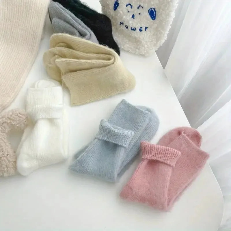 1-12 Paare Damen Herbst Winter Dicke Warme Mittellange Socken | Modische Macaron Farbige Flauschige Bequeme Freizeit Socken Kaufschwan®
