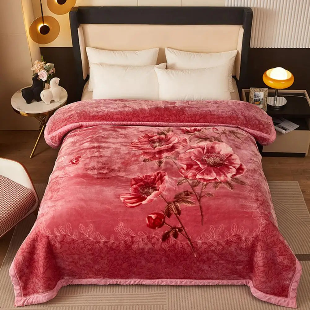 Extra Kuschelige Schwere Doppel-Lagige Flauschige Flanell-Decke mit Blumenmuster – Luxuriöser Überwurf für maximalen Komfort Kaufschwan®