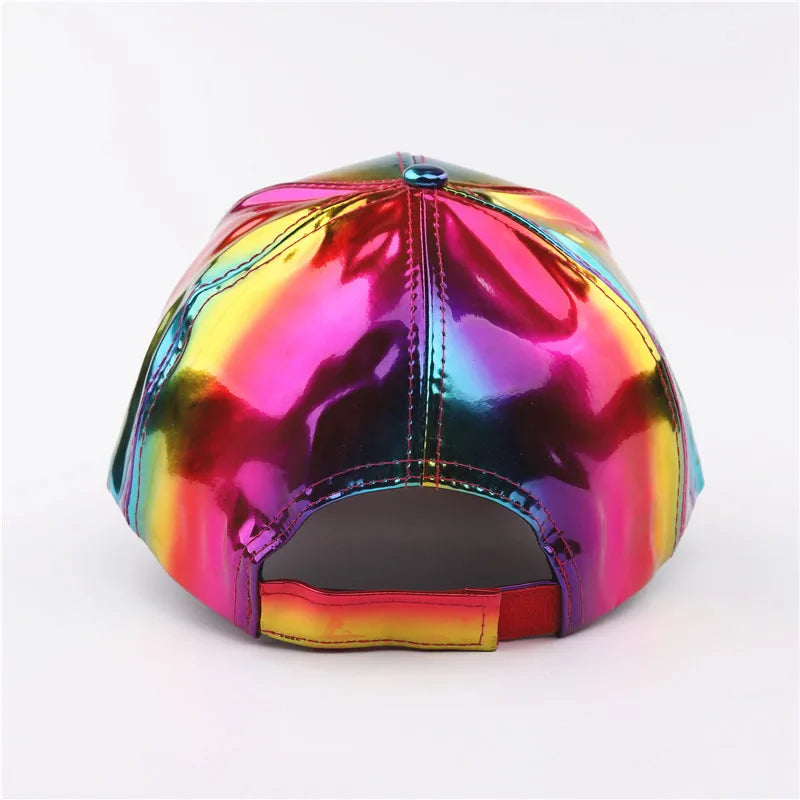Unisex PU Rainbow Farbwechsel Baseballkappe | Fashion Erwachsenen Laser Hip Hop Kappe | Outdoor Freizeit Snapback Glänzende Party Kappe Kaufschwan®