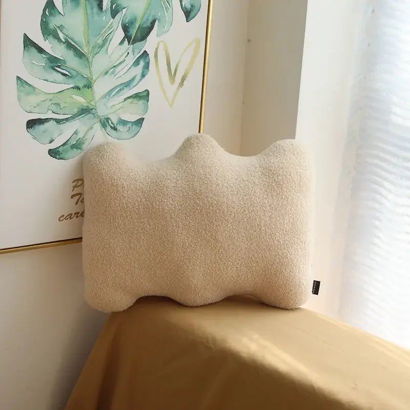 3D Samt Wolken Kissen | Weiches & Bequemes Rundkissen für Sofa Kaufschwan® Fischgräte 50x35cm
