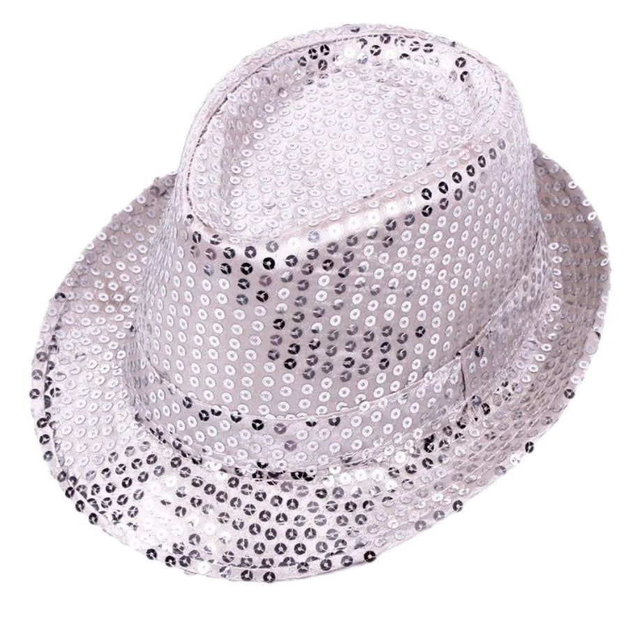 Britischer Top Jazz Hut – Herren & Damen Bühnenhut mit Pailletten, Glänzende Weihnachtsfedora, Party, Eltern-Kind, Halloween Kaufschwan®