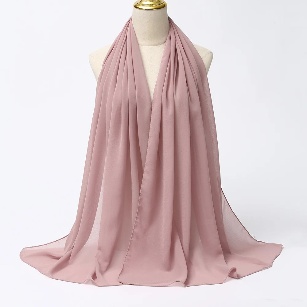 Muslimischer Chiffon Hijab Schal – Damen Langer Einfarbiger Kopf Schal | Eleganter Jersey Schleier & Modisches Umschlagtuch