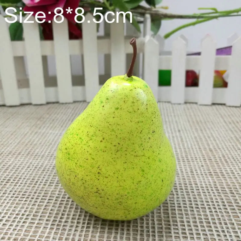 Kunststoff Simulationsfrüchte Set – Künstliche Früchte mit Wassermelone, Apfel, Orange, Birne, Zitrone, Mango, Pfirsich, Traube & Banane Kaufschwan® Grüne Birne