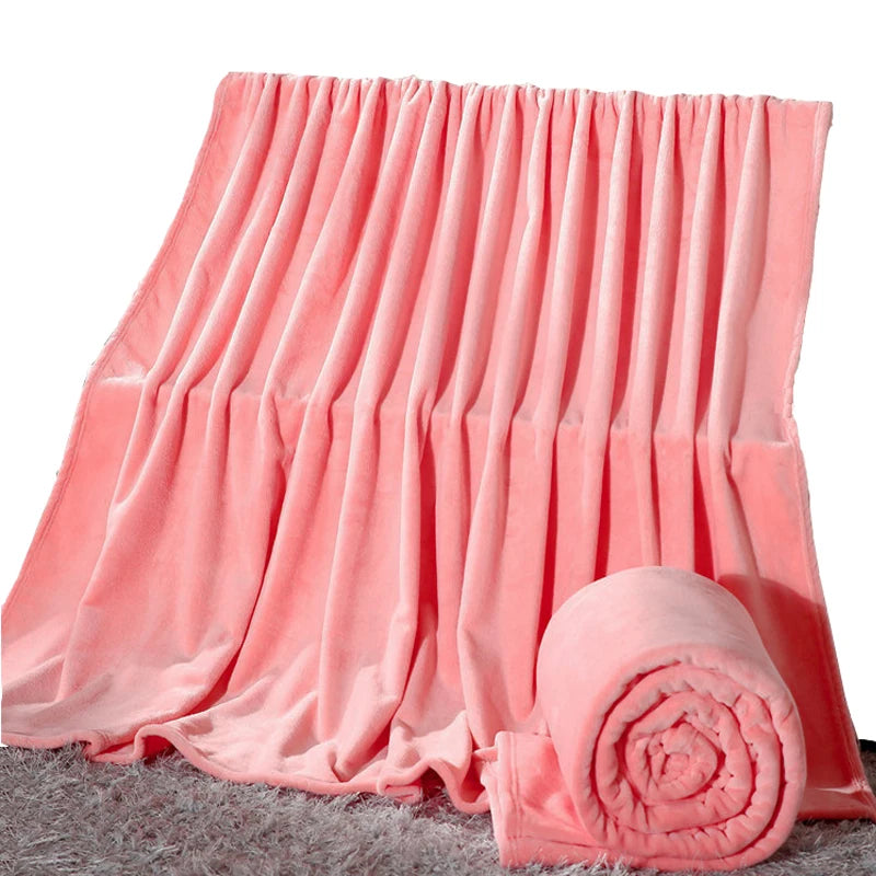Korallfleece Flanell Decke – Weiche, warme und leichte Bettdecke, Sofabezug, Einfarbig Blau & Rosa Kariert Kunstpelz Kaufschwan®