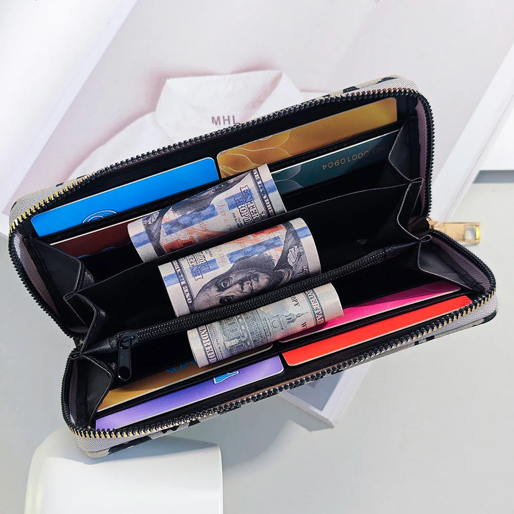 Einfache & Vielseitige Damen Geldbörse mit Leopardenmuster – Große Kapazität & Mehrere Kartenfächer | Modische PU Leder Handtasche Kaufschwan®