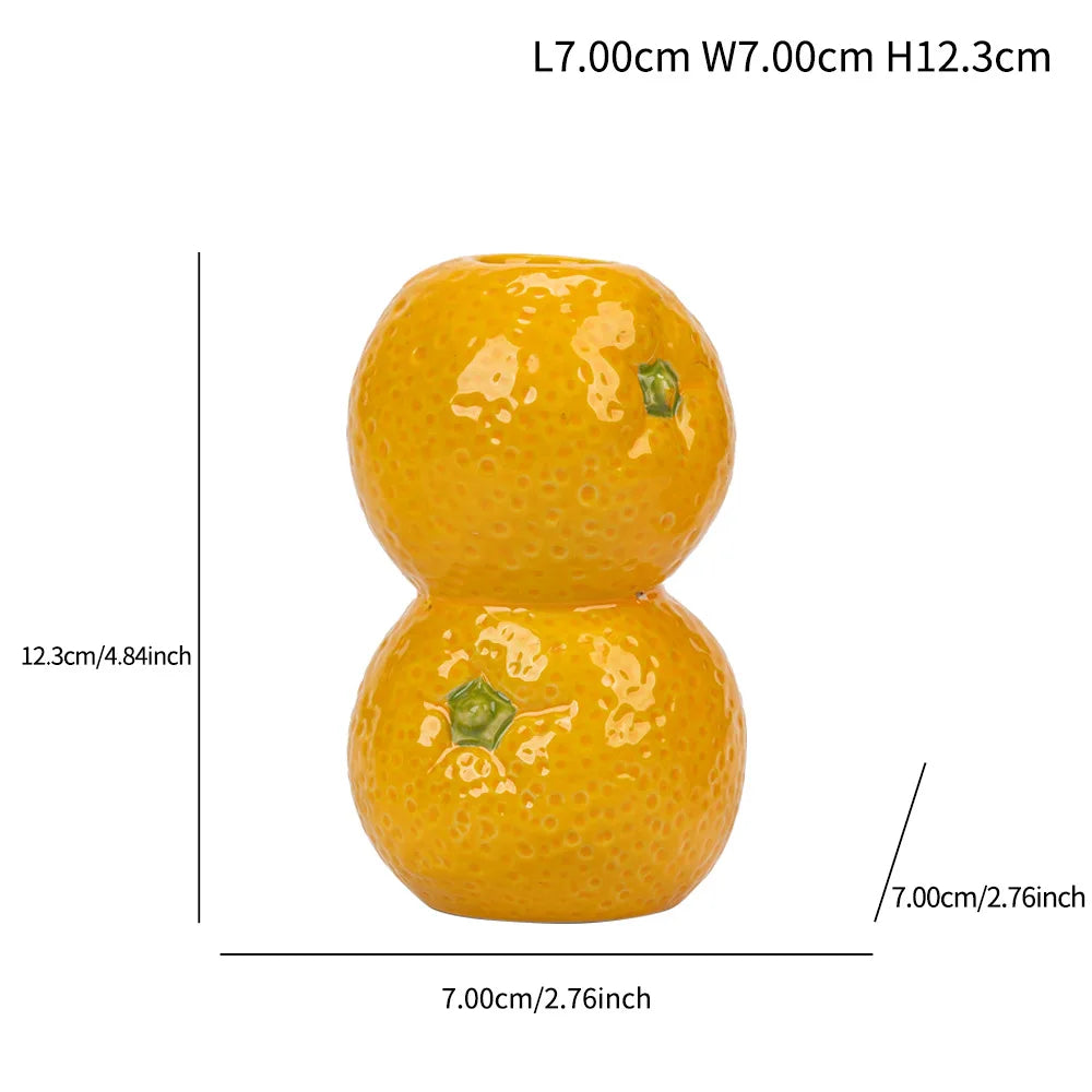 Keramik Früchte Kerzenhalter – Zitronen-, Orangen- & Erdbeer-Figuren Kerzenständer für Tisch- & Wohndekoration Kaufschwan® Orange