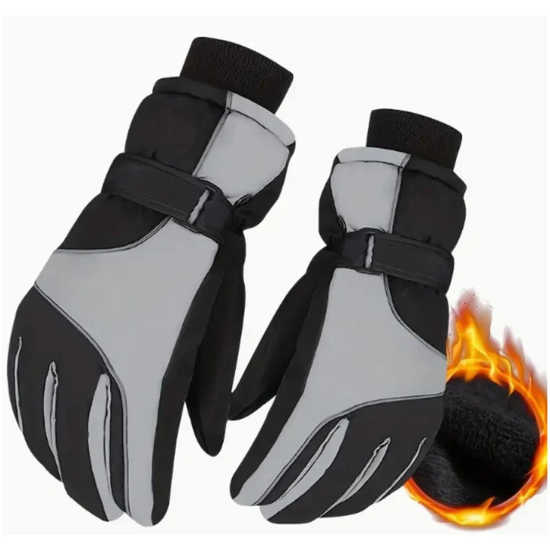 Winter Schneehandschuhe – Wasserdichte Skihandschuhe mit Thermo-Futter | Touchscreen Fahrradhandschuhe & Motorradhandschuhe für Damen & Herren Kaufschwan® Grau