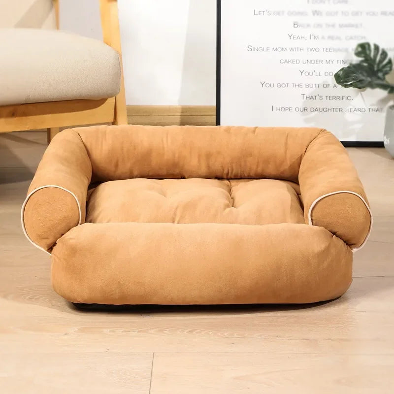 Super Weiches Hundebett Sofa – Dickes Warmes Rechteckiges Haustierbett Kaufschwan® Beige S
