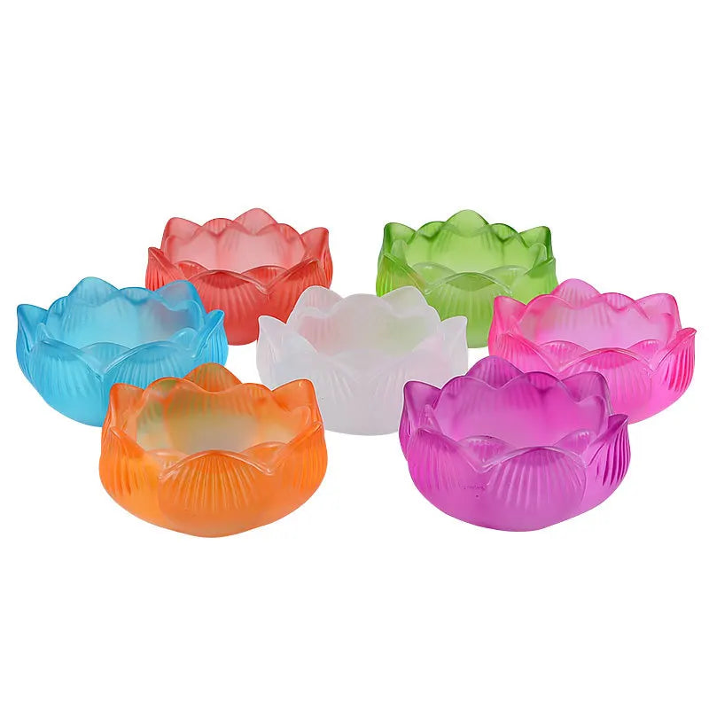 Bunter Glas Lotus Kerzenhalter – Buddhistischer Altar Butterlampenständer für Andacht & Wohndekoration Kaufschwan®